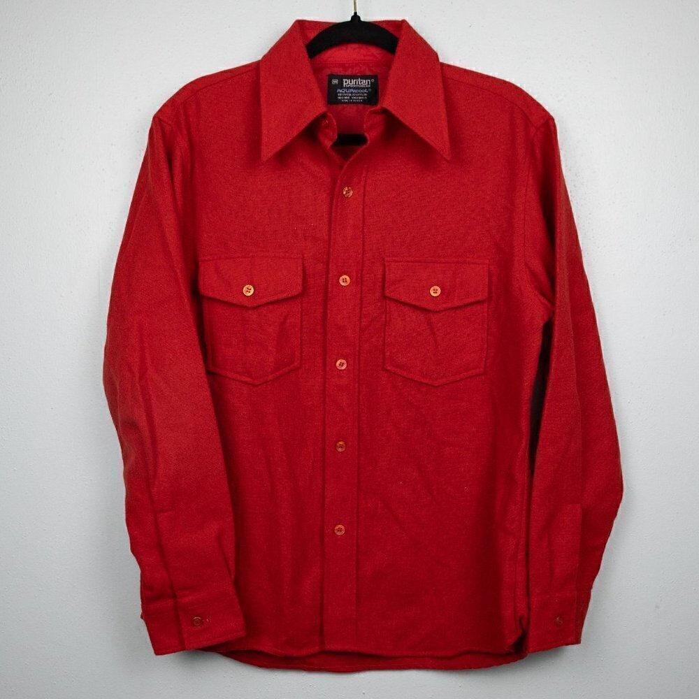 Vintage Puritan Aquawool red wool blend button down-M